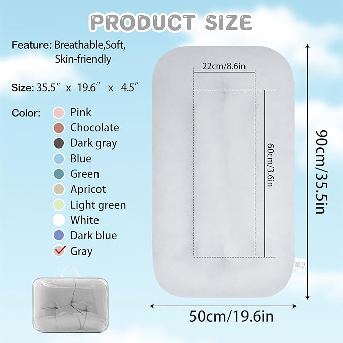 Baby Lounger for Newborn, Bionic Design Baby Lounger, Soft Organic Cotton Breathable Lounger for Infants 0-18 Months (Gray)-CubbioJoy