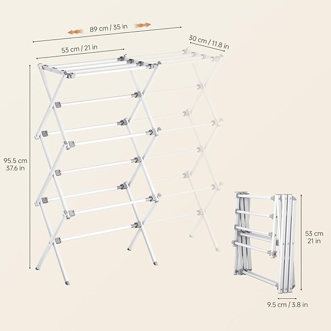 APEXCHASER Drying Rack Clothing, Clothes Drying Rack Foldable, Laundry Drying Rack Expandable, Small Clothe Hanger for Baby Clothes Towels Bibs, Socks, Clothes Airer for Indoor & Outdoor Use, White-CubbioJoy