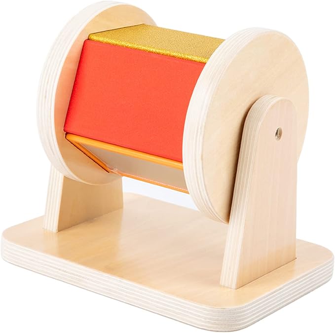 Adena Montessori Spinning Drum Baby Toys,Montessori Toys for Babies 6-12 Months Toddlers,Wooden Spinning Rainbow with Multiple Materials Baby Christmas Toys for Boy and Girls Gift(Medium-size Texture)-CubbioJoy