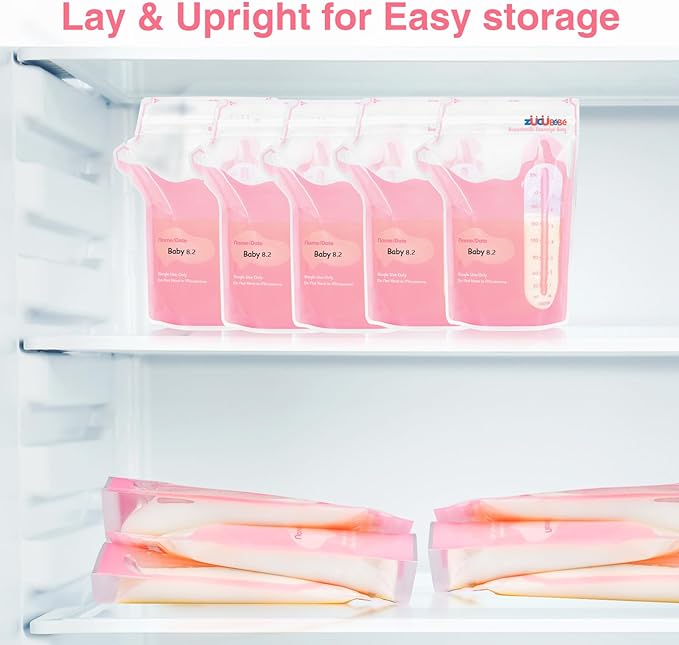 Breastmilk Storage Bags(180 Count)，8oz Milk Storage Bags for Breastfeeding，BPA Free with Easy Pour Spout, Self Standing, for Refrigeration and Freezing-CubbioJoy