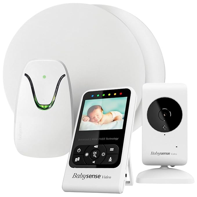 Babysense Video & Breathing Movement Monitor - Video Baby Monitor with Breathing Motion Detection & Alerts Bundle Pack - Video Monitor V24R with Babysense 7 Under-The-Mattress Sleep Monitor-CubbioJoy