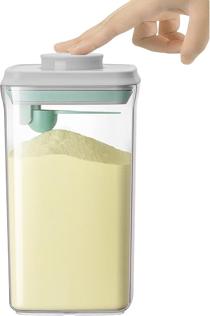 Airtight Food Storage Container Formula Dispenser with Spoon BPA-Free Milk Powder Container for Home Travel 2000ML / 2.0 Qt, No Scraper Design-CubbioJoy