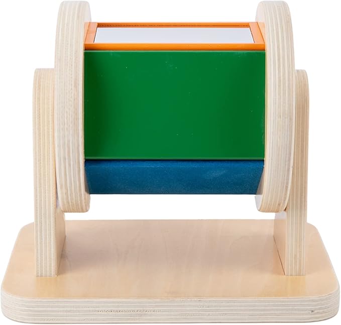 Adena Montessori Spinning Drum Baby Toys,Montessori Toys for Babies 6-12 Months Toddlers,Wooden Spinning Rainbow with Multiple Materials Baby Christmas Toys for Boy and Girls Gift(Medium-size Texture)-CubbioJoy
