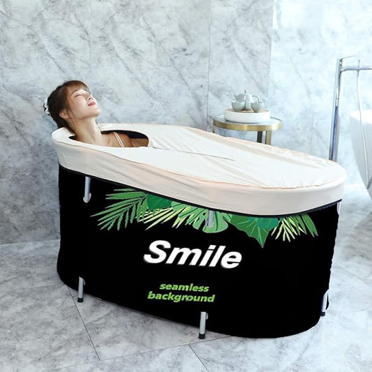 BESTHLS Portable Bathtub for Adult, Foldable Bathtub Folding Soaking Bath Tub,Eco-Friendly Bathing Tub for Shower Stall (Large, Green)-CubbioJoy