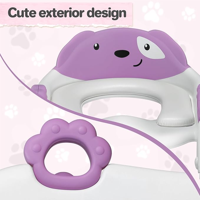 2 In 1 Potty Training Toilet Seat & Toddler Step Stool, Bottom Triangle Stability Toddler Toilet Seat, Adjustable Step & Seat Height Potty Seats for Toddlers Boys Girls (Purple)-CubbioJoy