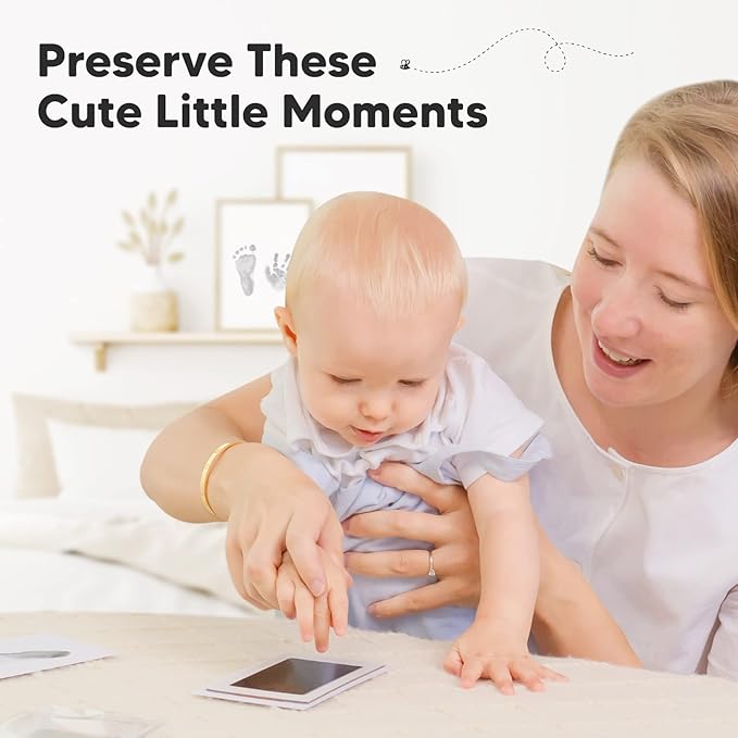 2-Pack Inkless Baby Hand and Footprint Kit - Mess Free Ink Pad for Newborn Keepsake, Dog Nose & Paw Print Kit, Clean Touch Ink Pad for Baby Hand & Footprints, Ideal New Mom Gifts (Jet Black)-CubbioJoy