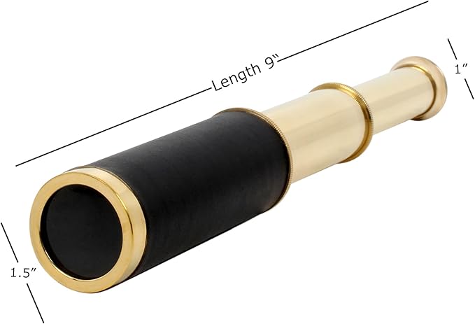 9" Pirate Telescope Handheld Brass Telescope Nautical Spyglass Monucular with Wooden Box-CubbioJoy