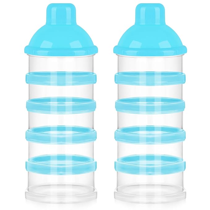 Accmor Formula Dispenser On The Go, 5 Compartments Stackable Formula Container for Travel, Baby Milk Powder Kids Snack Container, BPA Free-CubbioJoy