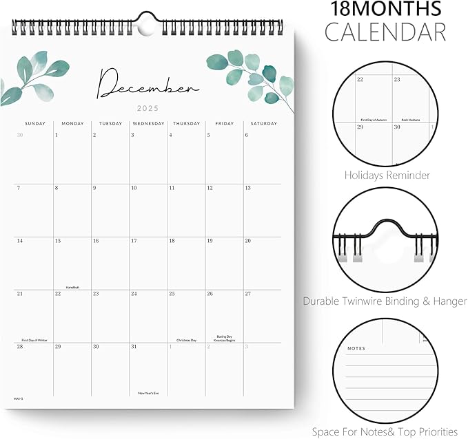 Jotsome Wall Calendar 2025-2026, Academic Monthly Calendar From July 2025 to December 2026 11.2"x14.2", Aesthetic Wall Decoration in Home and Office for Easy Organizing-CubbioJoy