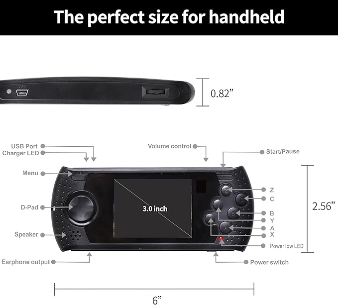 16 Bit Handheld Game for Kids Built-in 230 HD Classic Retro Video Games USB Rechargeable 3.0 Inch Childrens Travel Electronics Toys Portable Gaming Player System Gift for Boys Girls Ages 4-8-12-CubbioJoy