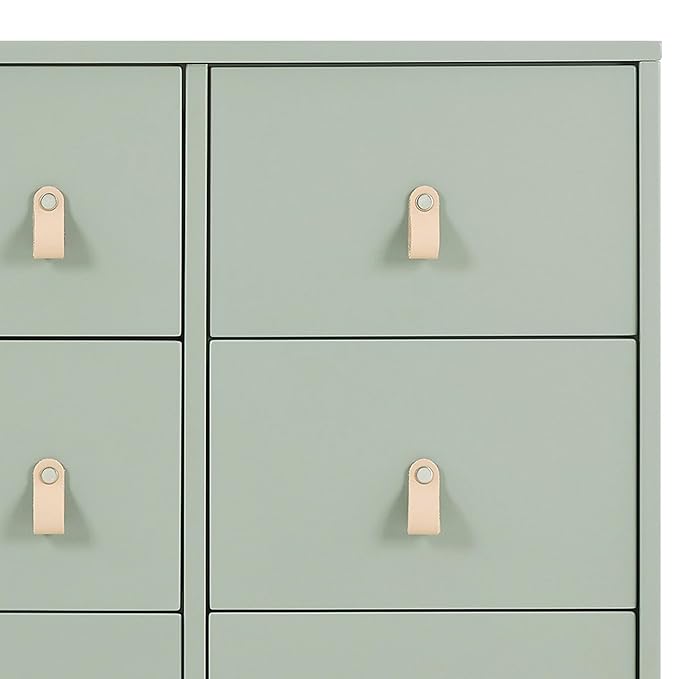 Delta Children babyGap Legacy 6 Drawer Dresser with Leather Pulls and Interlocking Drawers Greenguard Gold Certified, Sage Green w/Natural-CubbioJoy