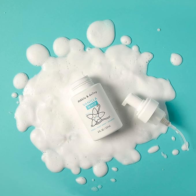 Dabble & Dollop Vanilla Body Wash & Shampoo – 3-in-1 Natural Bubble Bath for Kids, Made in USA, No Parabens or Sulfates, Vegan, Gluten-Free, Tear-Free (10oz, Pack of 2)-CubbioJoy