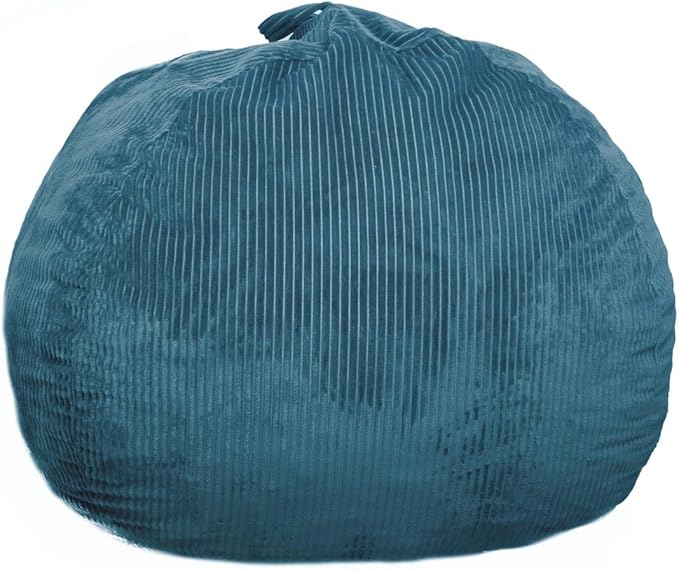 Bean Bag Chair 3Ft Luxurious Faux Rabbit Fur Memory Foam Bean Bag Chairs for Adults/Teens with Filling,Ultra Soft Faux Fur Fabric, Round Fluffy Sofa for Living Room Bedroom College Dorm (Blue)-CubbioJoy