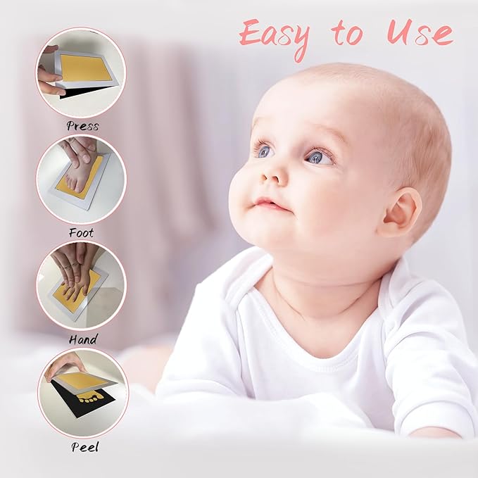 4-Pack Baby Footprint Kits,Inkless Hand and Footprint Kit,Clean Touch Baby Handprints and Footprints Kits,No Mess Ink Pad for Baby Hand and Footprints,Baby Shower Gifts for New Moms-CubbioJoy