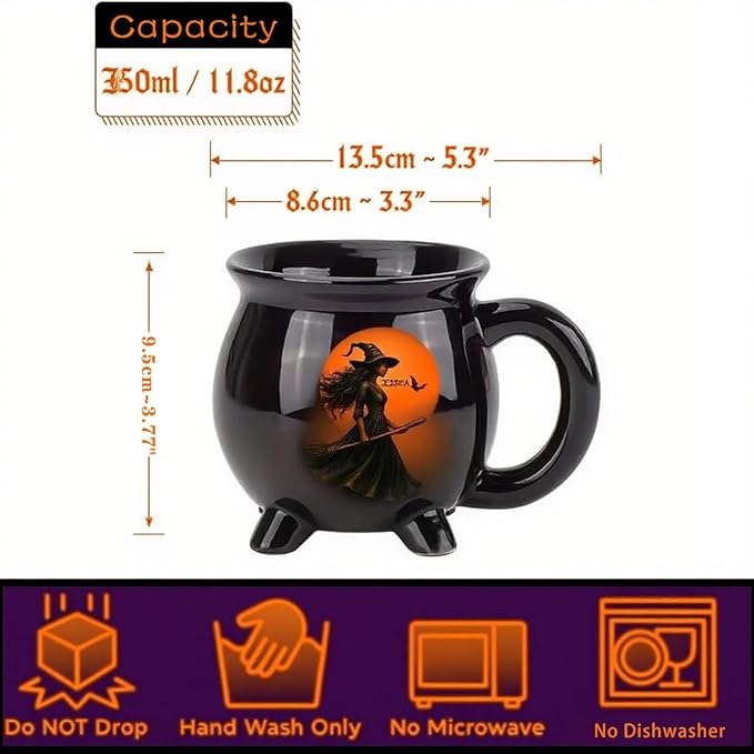 Custom Witch Cauldron Mug, Witch Themed Halloween Coffee Mug, Personalized Witches Brew Halloween Coffee Mug For Women, Besties, Family, Witches Cauldron (2 Pcs)-CubbioJoy