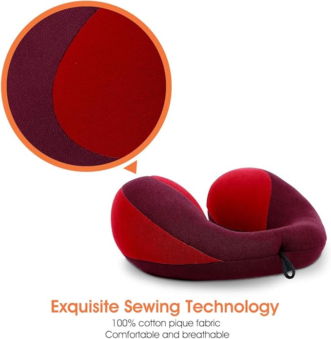 INFANZIA Kids Chin Supporting Travel Neck Pillow, Helps Support Head and Neck, Comfortably Designed for Head, Neck, and Chin Support - Gifts for Toddler/Child/Kids, Red-CubbioJoy