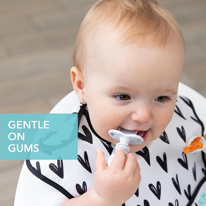 Bumkins Baby Utensils Set, Chewtensils Silicone Spoons for Dipping, Self-Feeding, Baby Led Weaning, Trainer Learning, First Stage Eating, Soft Practice Fork and Spoon, Babies 6 Months, Marble-CubbioJoy