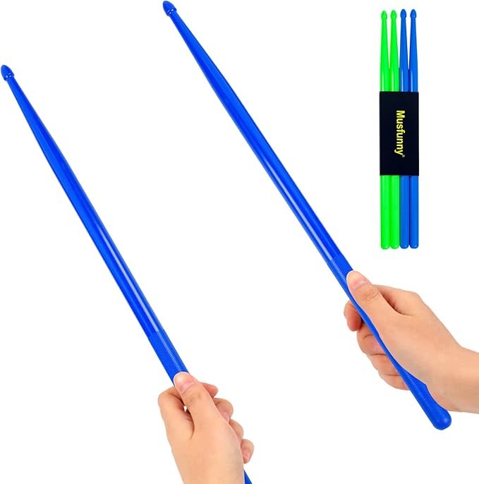 5A Nylon Drumsticks for Kids Adults: Light Durable Drum Sticks Blue Green with Anti-Slip Handles for Electronic Drums Exercise Percussion Accessories (2 Pairs)-CubbioJoy