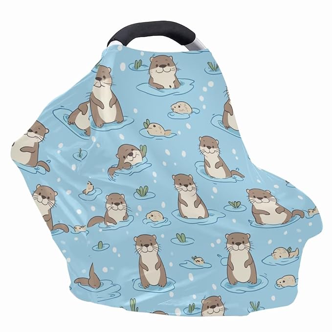 Binienty Cute Otter Nursing Cover Baby Car Seat Covers Soft Breathable Infant Carseat Canopy for Moms-CubbioJoy