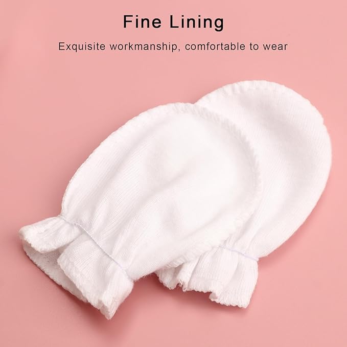 BQUBO Newborn Infant Toddler Mittens No Scratch Cotton Elastic Wrist Gloves Hypoallergenic for 0-6 Months Baby Boys Girls-CubbioJoy