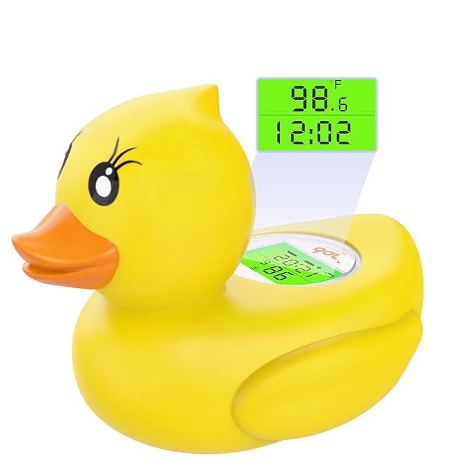 Baby Bath Thermometer with Timer and 3 Color Backlit, Digital Water Temperature Thermometer with and Temperature Warning, Safety Bath Tube Thermometers Floating Toy for Infant, Toddler-CubbioJoy