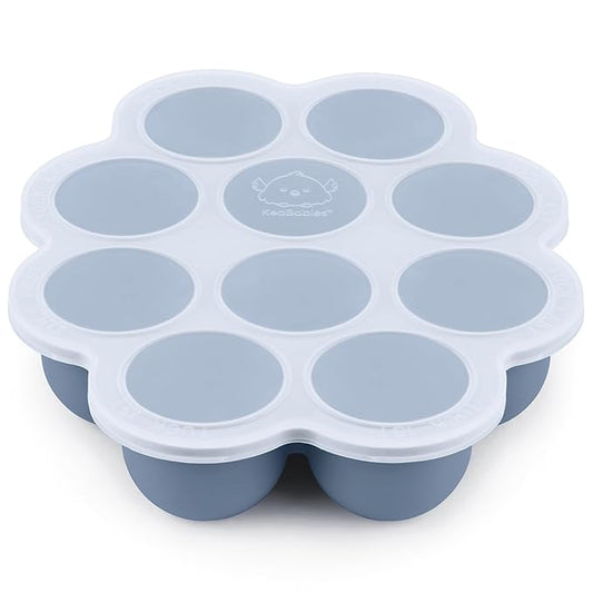 KeaBabies Silicone Food Freezer Trays with Lid, 2oz x 10 Pods Baby Food Storage Containers, Easy Puree Meal Prep, Breast Milk Silicone Freezer Molds, Dishwasher, Microwave Safe, BPA-Free (Slate)-CubbioJoy