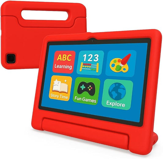 10.1 Inch Kids Tablet with Shockproof Case | Android 14, 64GB+8GB RAM, 12H Battery | Parental Control, Google Kids Space & Preloaded Educational Apps | WiFi 6, HD Display, Ages 3-12-CubbioJoy