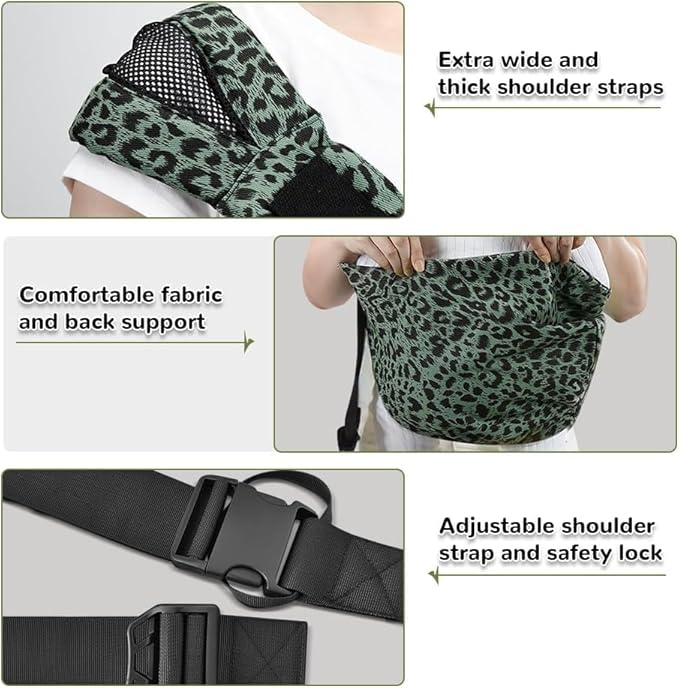 Baby Sling Carrier Adjustable Baby Sling 2025 Upgraded Toddler Sling Comfortable Baby Wrap Carriers Ergonomic-Designed, Travel Friendly Carrying 10-45 Lbs(Green Leopard)-CubbioJoy