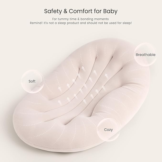 Baby Lounger for Newborn: Portable & Lightweight Pillow for Tummy Time Playtime & Diaper Changes - Skin-Friendly & Breathable for 0-12 Month Supervised Use-CubbioJoy