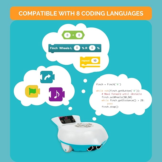 BirdBrain Finch Robot 2.0 with Microbit - STEM Coding Robot Toy for Kids & Adults - Learn Python & 8 Coding Languages - Programmable Robotics Kit - Remote Control & App Controlled | Ages 5-16-CubbioJoy