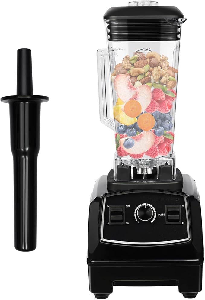 Blender 2L Automatic Smoothie Mixer Baby Food Blender 68oz Fruit Vegetables Juicer 2200W High-Speed Blender Tabletop Soundproof Milkshake Maker (Black)-CubbioJoy