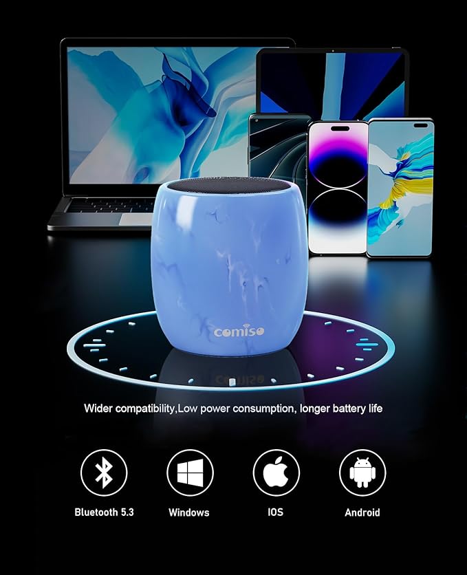 comiso Small Bluetooth Speaker, IPX7 Waterproof Speaker with Robust Bass and Stereo Sound, Wireless Speakers with Hands-Free Call, Portable Speakers for Hiking, Car or Trip, Ideal Gift for Men, Women-CubbioJoy