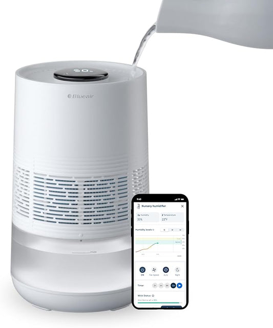 BLUEAIR Premium Smart Humidifier for Large Rooms, Bedrooms, Better Sleep with Evaporative Invisible Mist Tech, Auto Humidify, Easy Top Fill, Smart Control with App, Touchscreen, 3.5L Tank for 48 hours-CubbioJoy