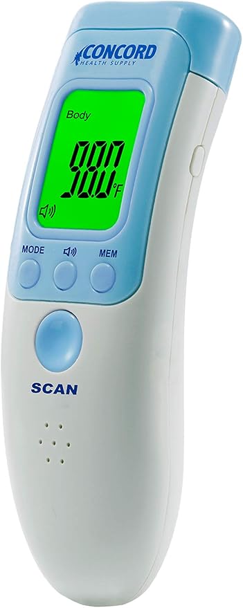 Concord Non-Contact Infrared Forehead Thermometer with Tri-Color LCD Display, 3 Modes Body, Surface and Room Temperatures. for Kids, Infants, Toddlers, Adults and Nurses-CubbioJoy