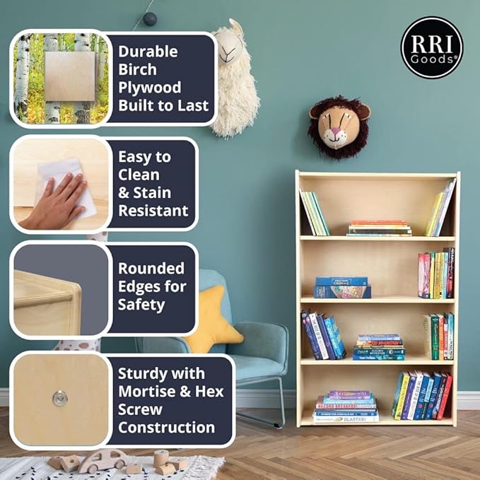 2-Shelf Kids Bookshelf & Toy Storage Organizer | 3-Section Montessori Shelves for Home & Classroom Organization & Storage-CubbioJoy