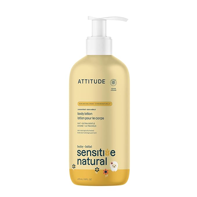 ATTITUDE Body Lotion for Baby, EWG Verified, Plant and Mineral-Based Ingredients, Vegan Personal Care Products, Sensitive Skin, Unscented, 16 Fl Oz-CubbioJoy