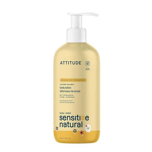 ATTITUDE Body Lotion for Baby, EWG Verified, Plant and Mineral-Based Ingredients, Vegan Personal Care Products, Sensitive Skin, Unscented, 16 Fl Oz-CubbioJoy