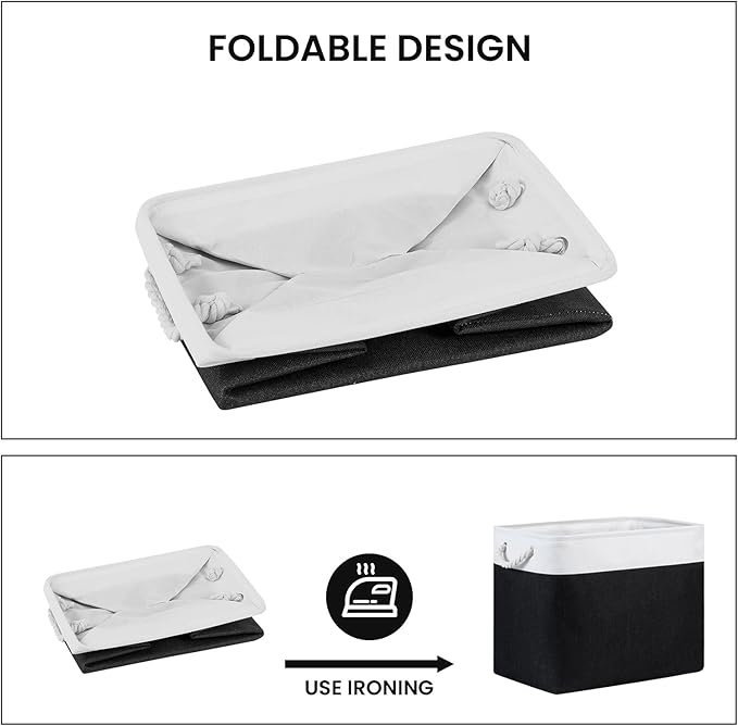 Bidtakay Baskets Extra Large Storage Bins for Clothes Set of 2 Black Baskets for Organizing Fabric Bins 17x12x15 In Tall Baskets with Handles Decorative Basket for Home Organiztion Dog Toy Baskets-CubbioJoy