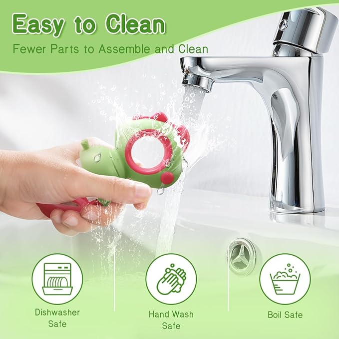 Baby Fruit Food Feeder - Silicone Nibble Tray Combo - Breastmilk Popsicle Mold for Cooling Relief, BPA Free Mesh Feeder for Infant Self Feeding (Dinosaur Green + Pineapple)-CubbioJoy