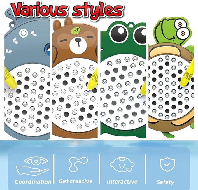 1PCSTurtle Magnetic Drawing Board for Kids & Toddlers with Beads and Magnet Stylus Pen - Magnetic Travel Toy for Airplane & Car Ride Activities for Kids-CubbioJoy