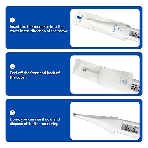 Berrcom Disposable Digital Thermometers Probe Covers Set of 100 Oral Rectal Thermometer Probe Cover Universal Thermometers Sleeves for Adult and Kids-CubbioJoy