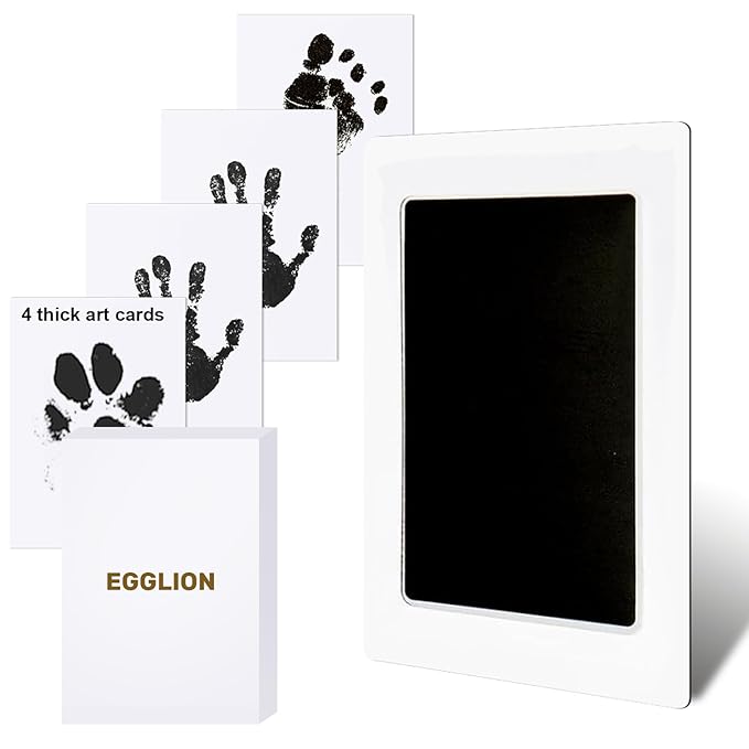 Inkless Baby Hand and Footprint Kit with Mess-Free Ink Pad – Baby Safe Ink Pad for Hand, Foot & Paw Prints – Newborn Footprint & Paw Print Kit for Dogs and Cats – 16 Cards(Jet Black, Jumbo)-CubbioJoy