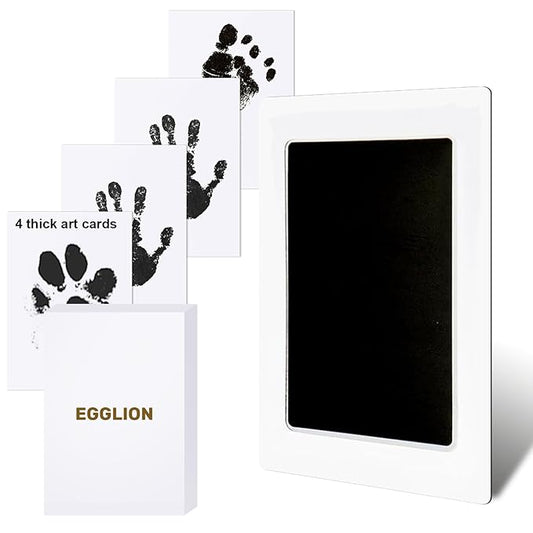 Inkless Baby Hand and Footprint Kit with Mess-Free Ink Pad – Baby Safe Ink Pad for Hand, Foot & Paw Prints – Newborn Footprint & Paw Print Kit for Dogs and Cats – 16 Cards(Jet Black, Jumbo)-CubbioJoy