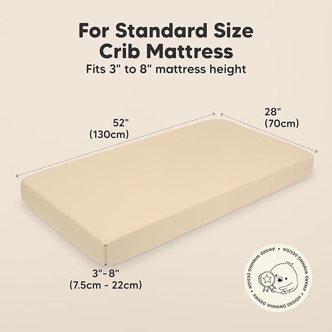 KeaBabies 2-Pack Organic Crib Sheets for Boys, Girls - 52x28 Fitted Crib Mattress Sheet Neutral, Breathable Jersey Cotton Cover for Baby Bed, Toddler Mattress, Soft & Cute Prints (Khaki)-CubbioJoy