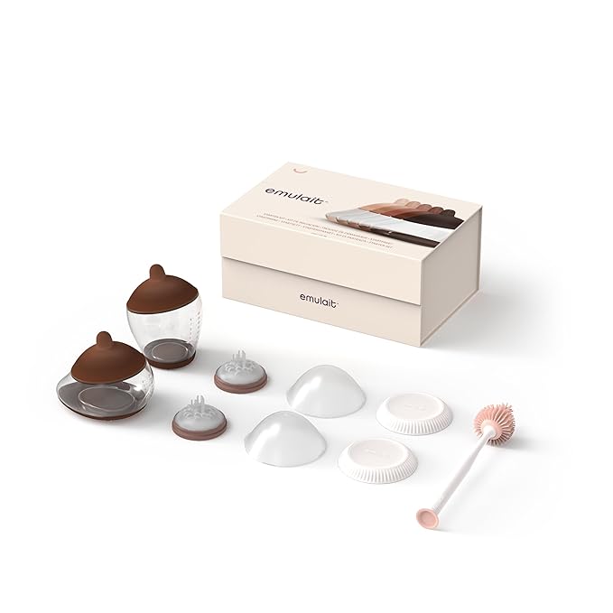 Baby Bottle Starter Kit Includes 2 Bottles 2 Nipples 2 Caps 2 Lids 2 Responsive Flow Valves, Cleaning Brush - Deep - Shape 3-RFV-CubbioJoy