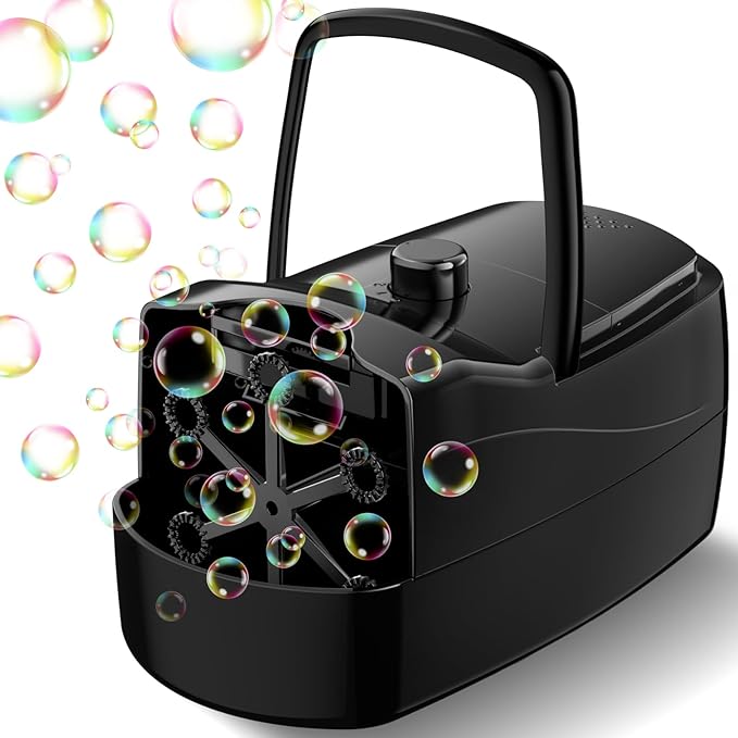 Bubble Machine - 18000+ Bubbles Per Minute, 2 Speed Settings, Battery/USB Powered Outdoor Bubble Blower for Toddlers, Birthday Parties, Weddings (Black)-CubbioJoy
