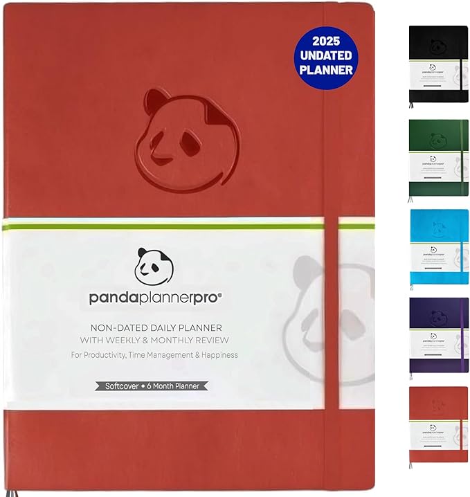 Panda Planner Pro 2025-2026 – Daily, Weekly & Monthly Planner for Productivity – Large 8.5x11 Undated Day Planner, Goal Planner, Project Organizer & Habit Tracker Notebook – Orange-CubbioJoy