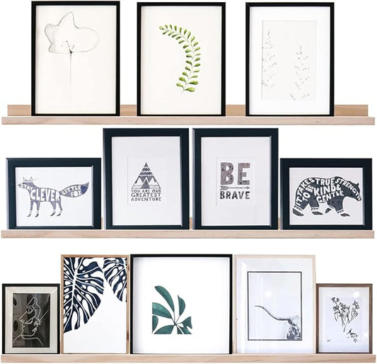 AZSKY 36 Inch Floating Shelves,Wall-Mounted Photo Ledge Shelves Set of 3,Natural Wood Shelves for Display Items What You Want,3 Same Sizes-CubbioJoy