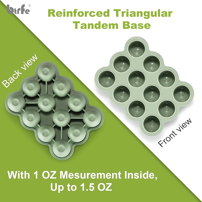 Baby Food Storage Container - 1.5oz x 12 Pods Silicone Freezer Tray with Lid for Homemade Baby Food, Fruit Purees, Vegetable & Breast Milk (Green)-CubbioJoy