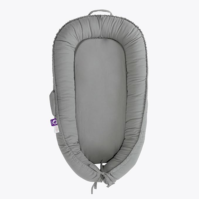 Infant Lounger, Baby Nest Cover for Baby Girls & Boys, Newborn Essentials for Baby 0-12 Months, 100% Cotton Breathable, Co Sleeper Portable Travel Bed (SlateGray, Cotton)-CubbioJoy